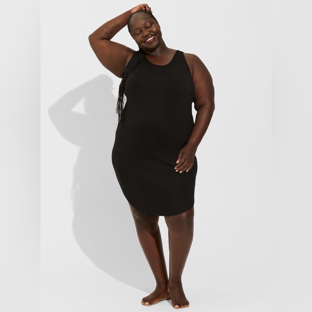 NWT Torrid Light Weight Black Hacci Shirttail Lounge Gown Size 2